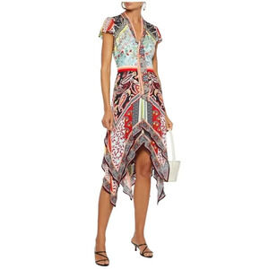 NWT Alice + Olivia Tamara Floral Paisley Tiered Handkerchief Sheath Dress Size 4